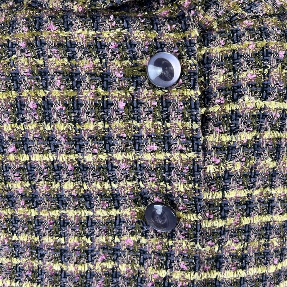 Terry Lewis Classic Luxuries Womens Plus Tweed Coat Gray Yellow Pink size 1X - Picture 5 of 14